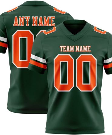 Custom Green Orange-White Authentic Football Jersey, Gift For Football Fans
