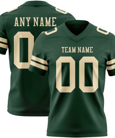 Custom Green Cream Authentic Football Jersey, Gift For Football Fans