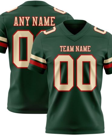 Custom Green Cream-Red Authentic Football Jersey, Gift For Football Fans