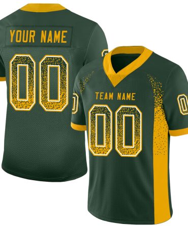 Custom Green Gold-White Drift Fashion Football Jersey, Gift For Football Fans