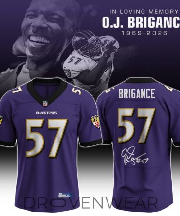 In Loving Memory O.J. Brigance 57 Memorial Football Jersey - Purple Tribute Fan Jersey