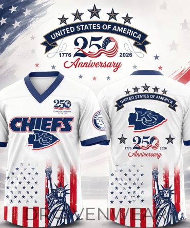Kansas City Chiefs 250Th Anniversary Jersey, Usa 250 Years Of Freedom Football Fan Gift, Patriotic Chiefs Edition - V-Neck Short Sleeve Jersey
