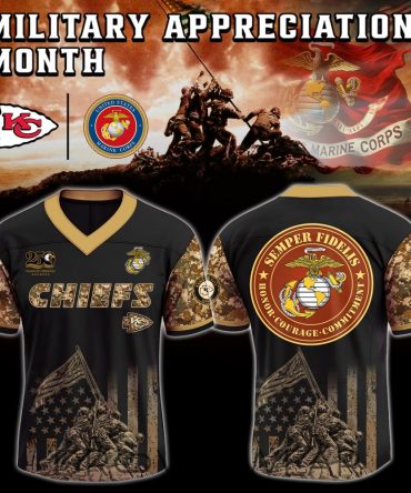 Kansas City Chiefs Usmc Tribute Jersey - Military Appreciation Month Honor Courage Commitment Gift - V-Neck Short Sleeve Jersey