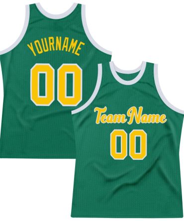 Custom Kelly Green Gold-White Throwback Basketball Jersey, Gift For Basketball Fans