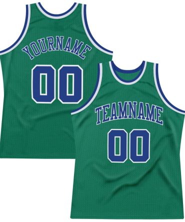 Custom Kelly Green Royal-White Throwback Basketball Jersey, Gift For Basketball Fans
