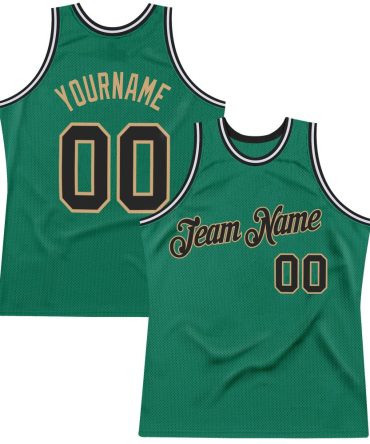 Custom Kelly Green Black-Old Gold Throwback Basketball Jersey, Gift For Basketball Fans