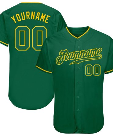 Custom Kelly Green Kelly Green-Gold Baseball Jersey, Gift For Baseball Fans