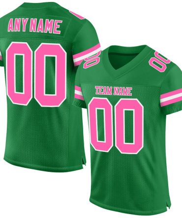 Custom Grass Green Pink-White Football Jersey, Gift For Football Fans