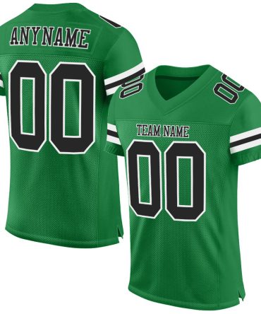Custom Grass Green Black-White Football Jersey, Gift For Football Fans