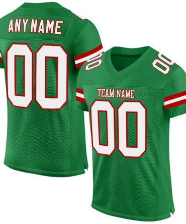 Custom Grass Green White-Red Football Jersey, Gift For Football Fans