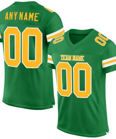Custom Grass Green Gold-White Football Jersey, Gift For Football Fans
