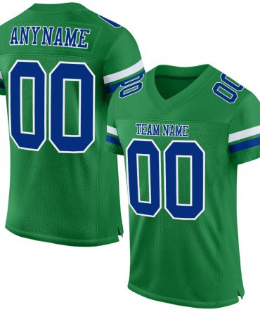 Custom Grass Green Royal-White Football Jersey, Gift For Football Fans