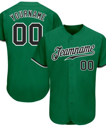 Custom Kelly Green Black-White Baseball Jersey, Gift For Baseball Fans