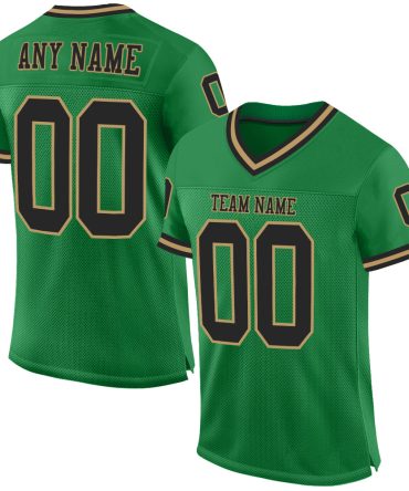 Custom Grass Green Black-Old Gold Throwback Football Jersey, Gift For Football Fans