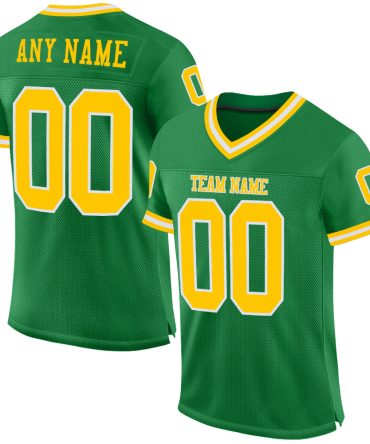 Custom Grass Green Gold-White Throwback Football Jersey, Gift For Football Fans