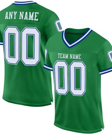 Custom Grass Green White-Royal Throwback Football Jersey, Gift For Football Fans