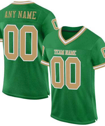 Custom Grass Green Old Gold-White Throwback Football Jersey, Gift For Football Fans