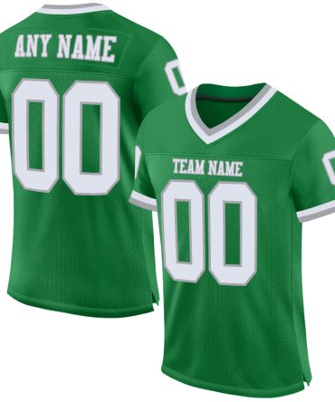 Custom Grass Green White-Gray Throwback Football Jersey, Gift For Football Fans