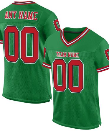 Custom Grass Green Red-Black Throwback Football Jersey, Gift For Football Fans