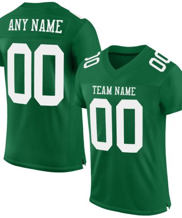 Custom Kelly Green White Football Jersey, Gift For Football Fans