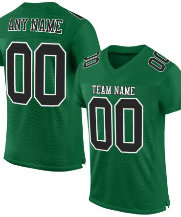 Custom Kelly Green Black-White Football Jersey, Gift For Football Fans
