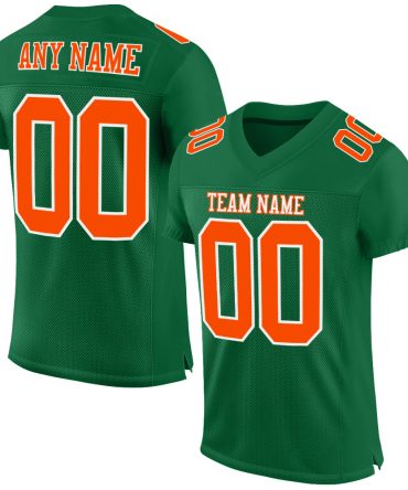 Custom Kelly Green Orange-White Football Jersey, Gift For Football Fans