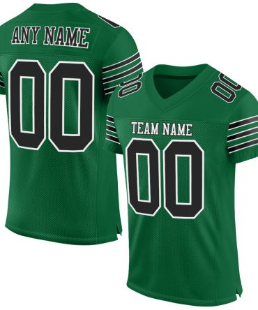 Custom Kelly Green Black-White Football Jersey, Gift For Football Fans