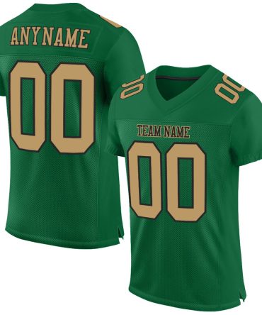 Custom Kelly Green Old Gold-Black Football Jersey, Gift For Football Fans