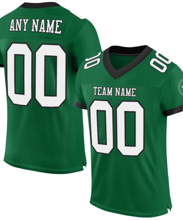 Custom Kelly Green White-Black Football Jersey, Gift For Football Fans
