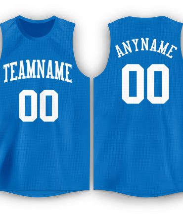 Custom Blue White Round Neck Basketball Jersey, Gift For Basketball Fans