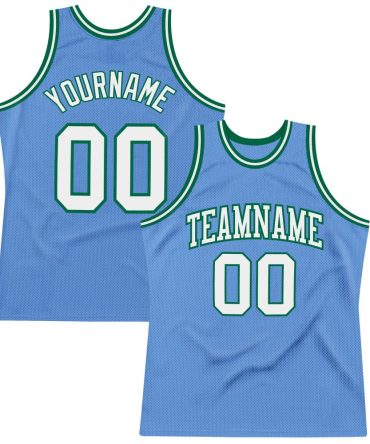Custom Light Blue White-Kelly Green Throwback Basketball Jersey, Gift For Basketball Fans