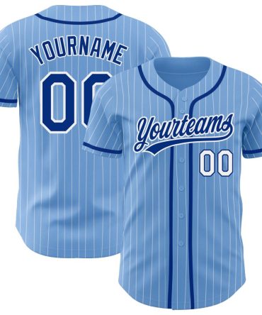 Custom Light Blue White Pinstripe Royal Baseball Jersey, Gift For Baseball Fans