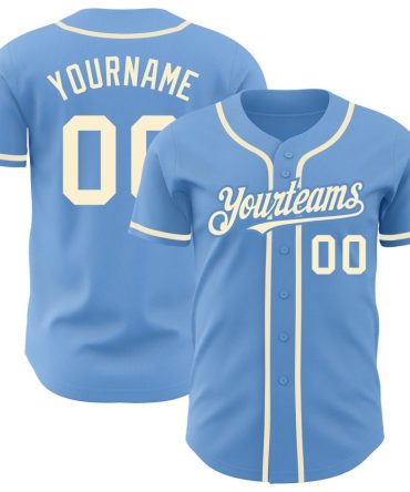 Custom Light Blue Cream Baseball Jersey, Gift For Baseball Fans