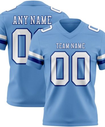 Custom Light Blue White-Royal Authentic Football Jersey, Gift For Football Fans