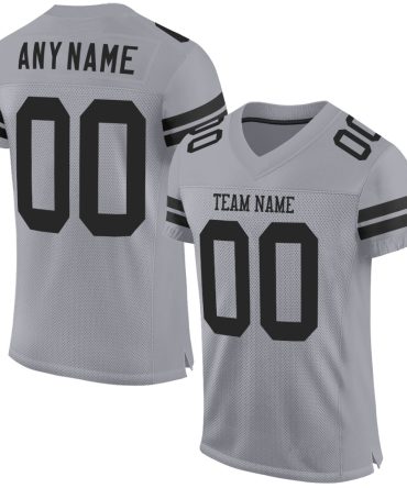 Custom Light Gray Black Football Jersey, Gift For Football Fans