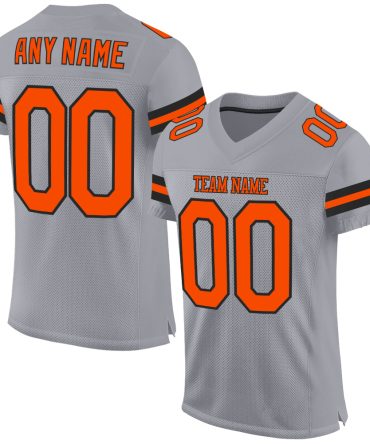 Custom Light Gray Orange-Black Football Jersey, Gift For Football Fans