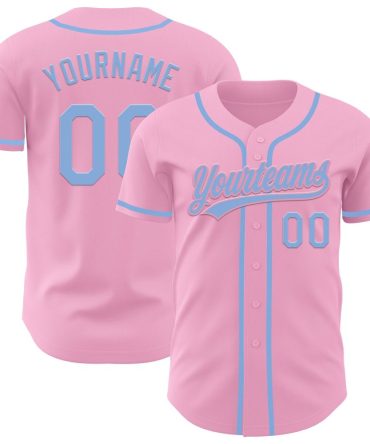 Custom Light Pink Light Blue Baseball Jersey, Gift For Baseball Fans