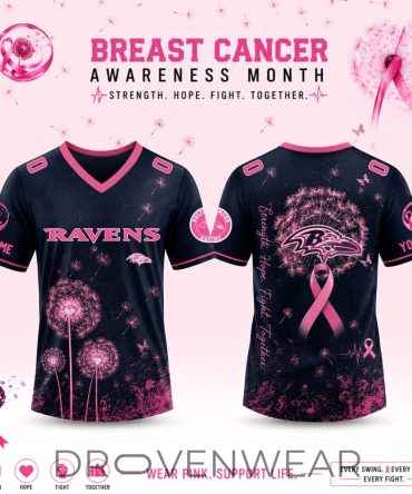 Limited Edition Baltimore Ravens 2026 Breast Cancer Awareness X Dandelion Of Hope V-Neck Short Sleeve Jersey