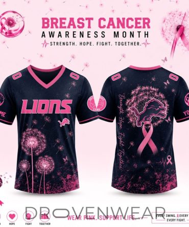 Limited Edition Detroit Lions 2026 Breast Cancer Awareness X Dandelion Of Hope V-Neck Short Sleeve Jersey