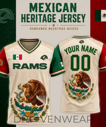 Los Angeles Rams Mexican Heritage Jersey, Custom Name Football Jersey, Viva Mexico Fan Gift - V-Neck Short Sleeve Jersey