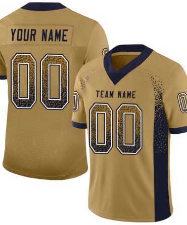 Custom Old Gold Navy-White Drift Fashion Football Jersey, Gift For Football Fans