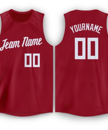 Custom Maroon White Round Neck Basketball Jersey, Gift For Basketball Fans