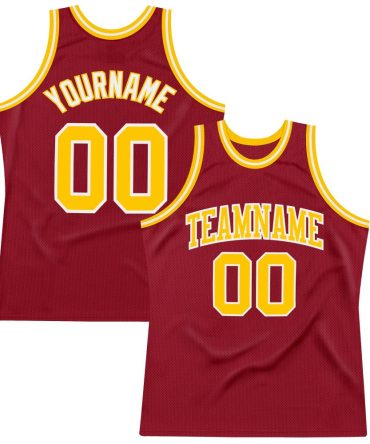 Custom Maroon Gold-White Throwback Basketball Jersey, Gift For Basketball Fans