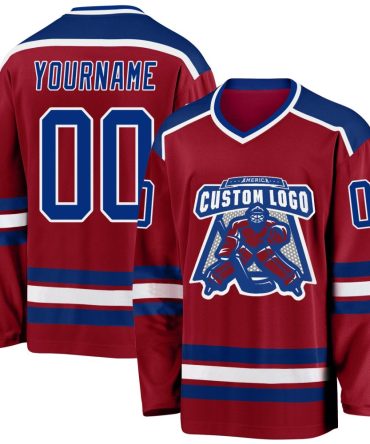 Custom Maroon Royal-White Hockey Jersey, Gift For Hockey Fans