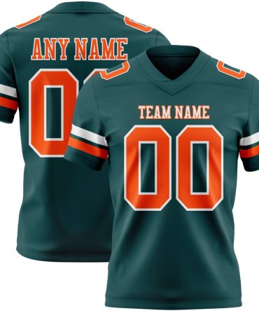 Custom Midnight Green Orange-White Authentic Football Jersey, Gift For Football Fans