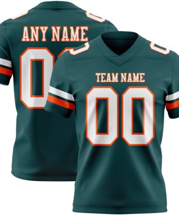 Custom Midnight Green White-Orange Authentic Football Jersey, Gift For Football Fans