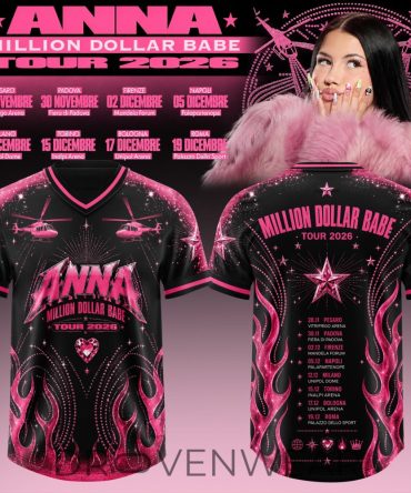 Million Dollar Babe Tour 2026 White Black Flame Football Jersey