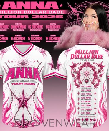 Million Dollar Babe Tour 2026 White Pink Flame Football Jersey