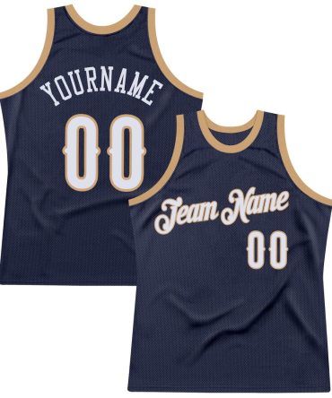 Custom Navy White-Old Gold Throwback Basketball Jersey, Gift For Basketball Fans