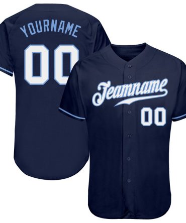 Custom Navy White-Light Blue Baseball Jersey, Gift For Baseball Fans